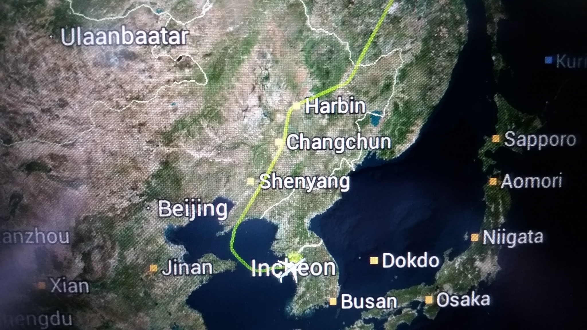 KE020 flight path avoids North Korean airspace