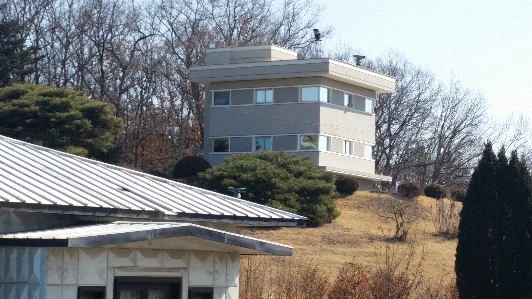North Korean observation building, set behind the MDL