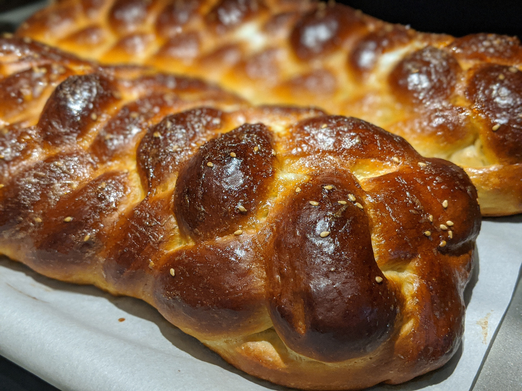 Challah after baking