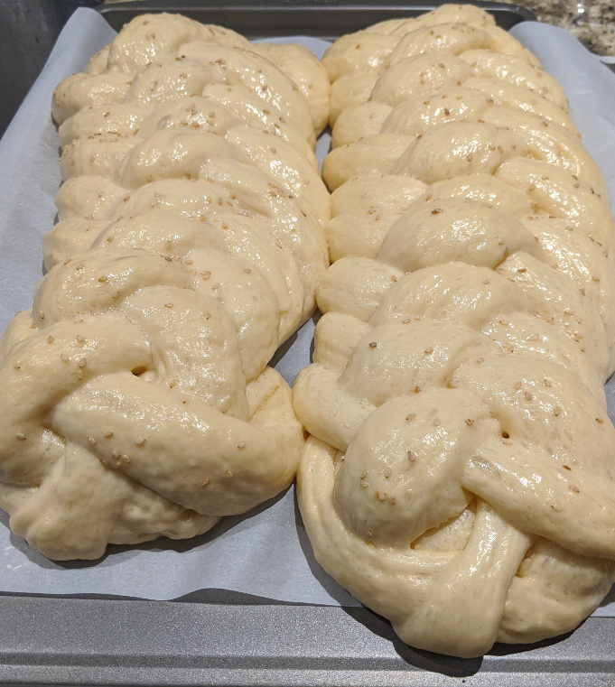 Challah braids after rising